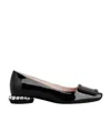 Roger Vivier 25mm Covered Buckle Strass Heel Ballerinas In Black