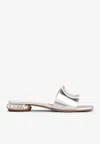 Roger Vivier Strass Heel Flat Mules In Nappa Leather In Silver