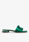 Roger Vivier 25mm Satin Flat Sandals In Green