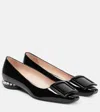 Roger Vivier Strass Heel Patent Leather Ballet Flats In Nero