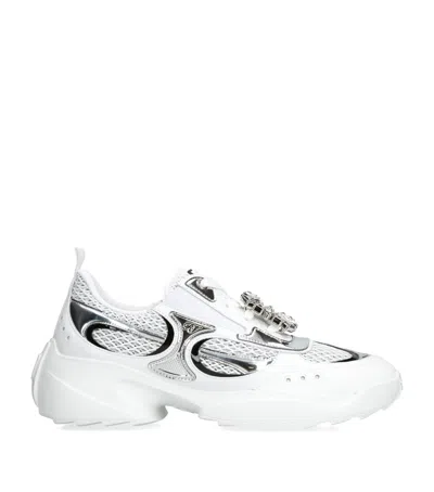 Roger Vivier Strass Motor Run Sneakers In White