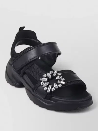 Roger Vivier Strass Sandal Chunky Sole Open Toe In Black