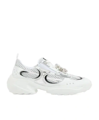Roger Vivier Strass Tech Lace-up Sneakers In White