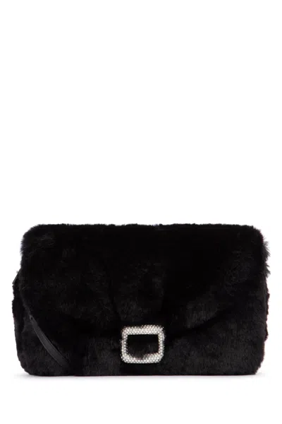 Roger Vivier Strass-embellished Phone Holder Wallet For Women In Black