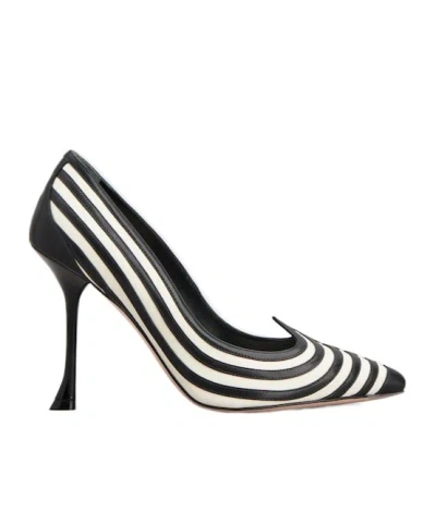 Roger Vivier Striped High Heels In Nero Cire