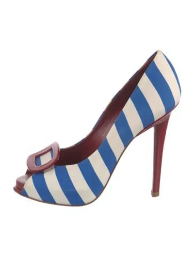 Pre-owned Roger Vivier Striped Pumps In Blue