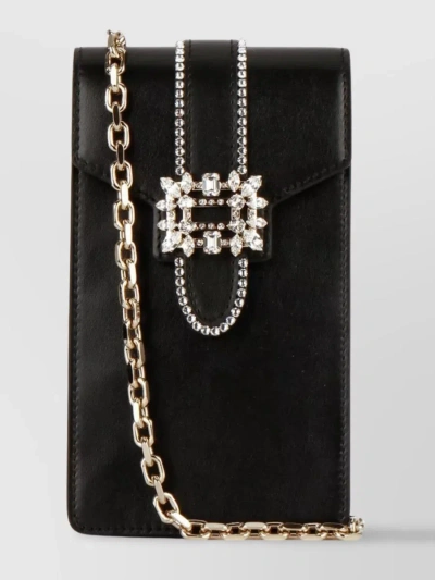 Roger Vivier Structured Chain Shoulder Bag In Black