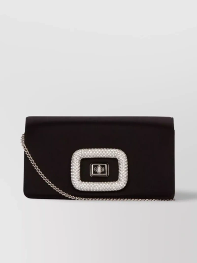 Roger Vivier Structured Chain Shoulder Bag In Black