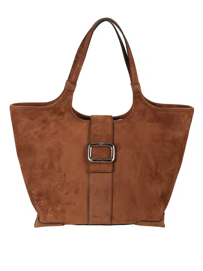 Roger Vivier Structured Goat Leather Handbag In Brown