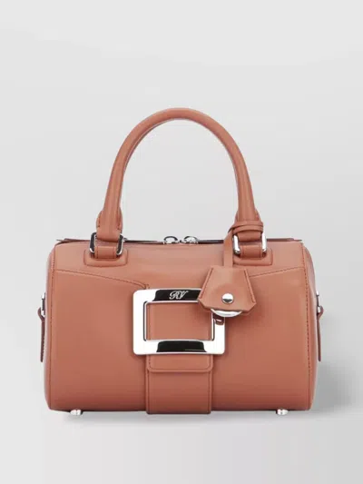 Roger Vivier Structured Mini Bowling Bag With Buckle Detail In Pink