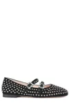 Roger Vivier Stud Embellished Buckle Strap Flat Shoes In Black