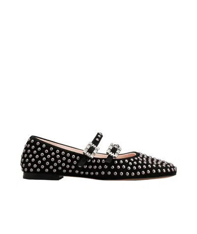 ROGER VIVIER ROGER VIVIER STUD EMBELLISHED BUCKLE STRAP FLAT SHOES