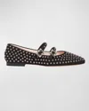 Roger Vivier Stud Embellished Buckle Strap Flat Shoes In Nero