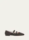 Roger Vivier Stud Embellished Buckle Strap Flat Shoes In Nero