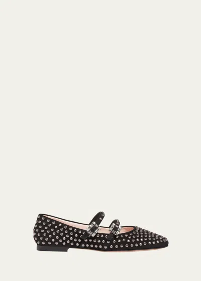ROGER VIVIER STUDDED DUAL BUCKLE BALLERINA FLATS