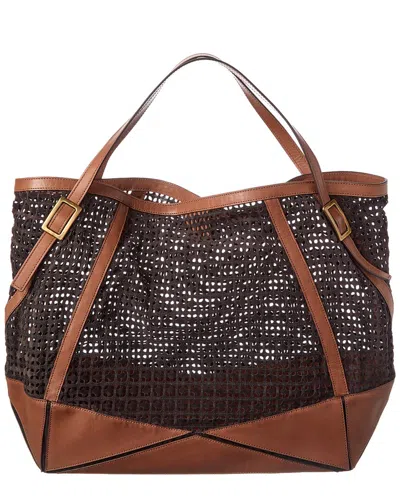 Roger Vivier Suede & Leather Tote In Brown