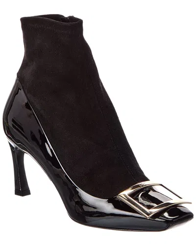 Roger Vivier Suede & Patent Boot In Black
