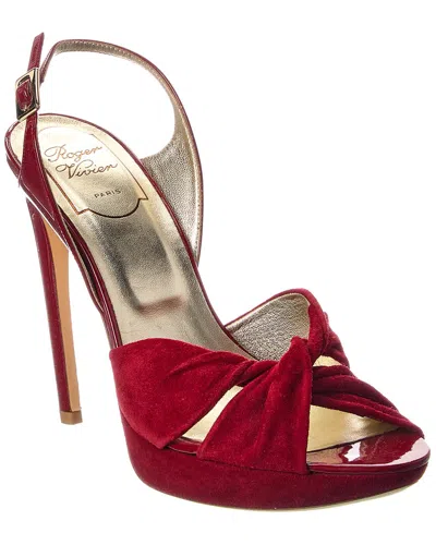 Roger Vivier Suede & Patent Platform Sandal In Red