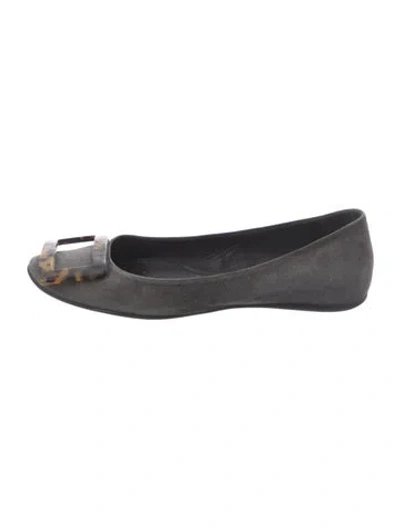 Pre-owned Roger Vivier Suede Animal Print Flats In Brown