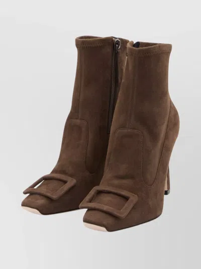 Roger Vivier Suede Ankle Boots Trompette Heel In Multi