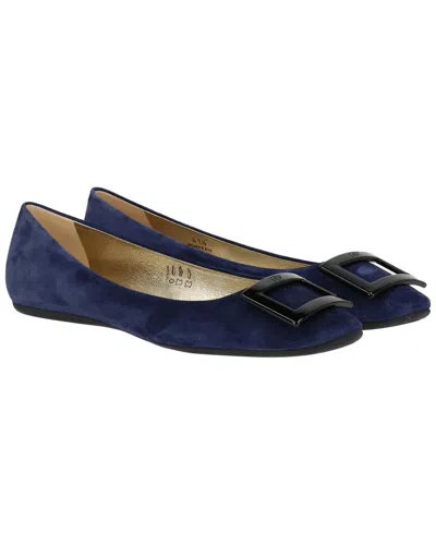 Roger Vivier Suede Ballerina Flat In Blue