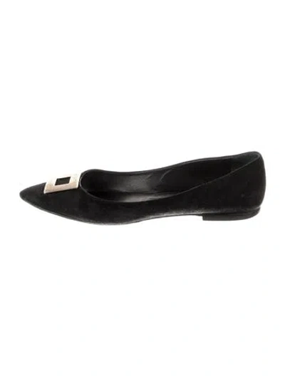 Pre-owned Roger Vivier Suede Ballet Flats In Black