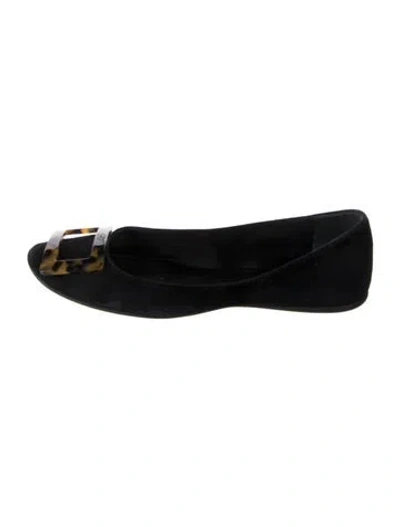 Pre-owned Roger Vivier Suede Ballet Flats In Black