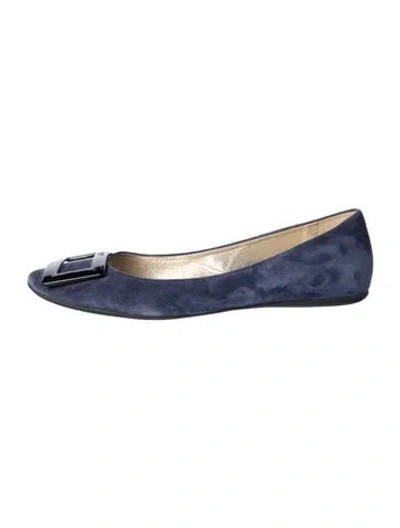 Pre-owned Roger Vivier Suede Ballet Flats In Blue