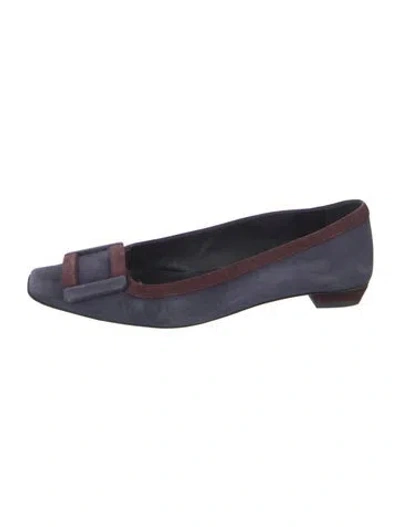 Pre-owned Roger Vivier Suede Ballet Flats In Blue
