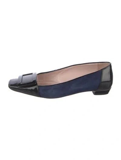 Pre-owned Roger Vivier Suede Ballet Flats In Blue