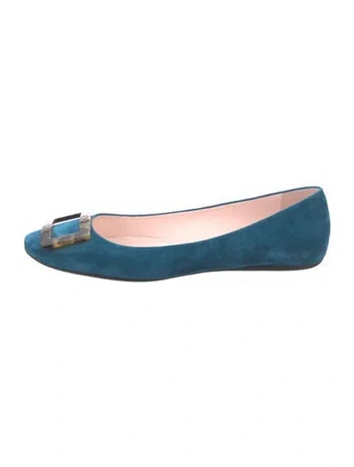 Pre-owned Roger Vivier Suede Ballet Flats In Blue