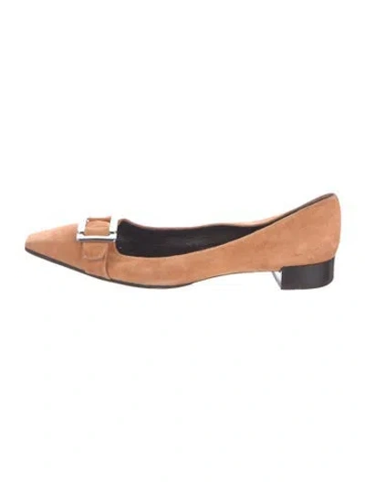 Pre-owned Roger Vivier Suede Ballet Flats In Brown/neutrals