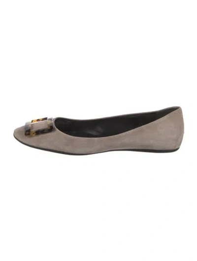 Pre-owned Roger Vivier Suede Ballet Flats In Neutral