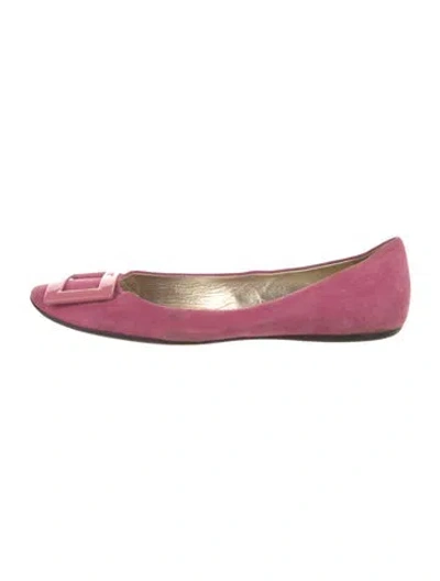 Pre-owned Roger Vivier Suede Ballet Flats In Pink