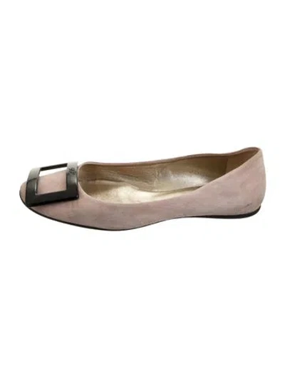 Pre-owned Roger Vivier Suede Ballet Flats In Pink