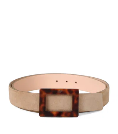 Roger Vivier Suede Belle Vivier Belt In Brown