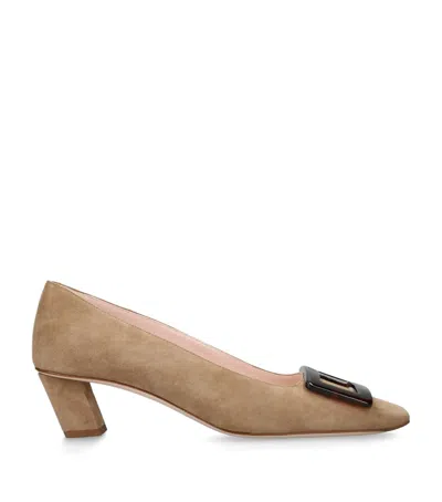 Roger Vivier Suede Belle Vivier Pumps 45 In Sand