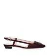 Roger Vivier Belle Vivier Bordeaux Suede Slingback Flats In Brown