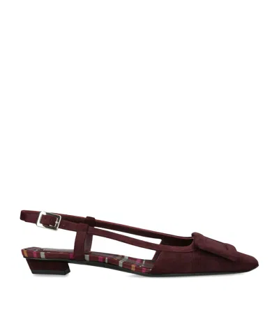 Roger Vivier Suede Belle Vivier Slingback Pumps 25 In Burgundy