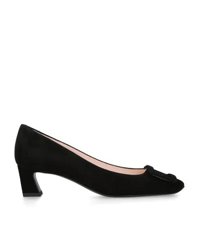 Roger Vivier Suede Belle Vivier Trompette Pumps 45 In Black