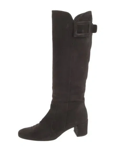 Pre-owned Roger Vivier Suede Boots In Black