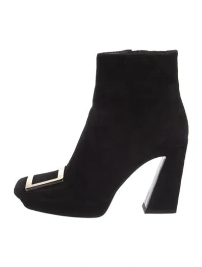 Pre-owned Roger Vivier Suede Boots In Black