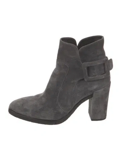 Pre-owned Roger Vivier Suede Boots In Gray