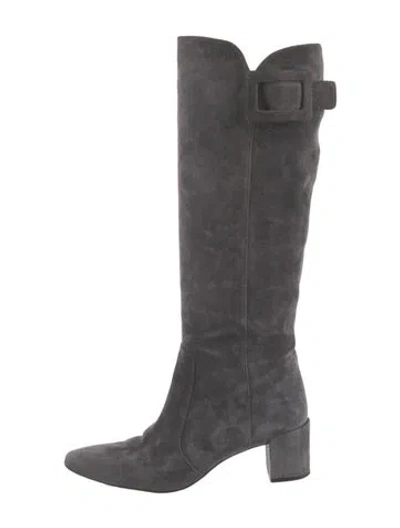 Pre-owned Roger Vivier Suede Boots In Gray