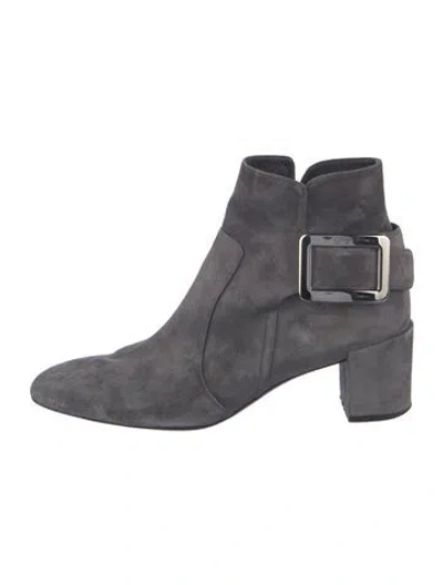 Pre-owned Roger Vivier Suede Boots In Grey
