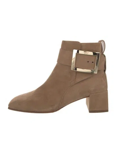 Pre-owned Roger Vivier Suede Boots In Neutrals