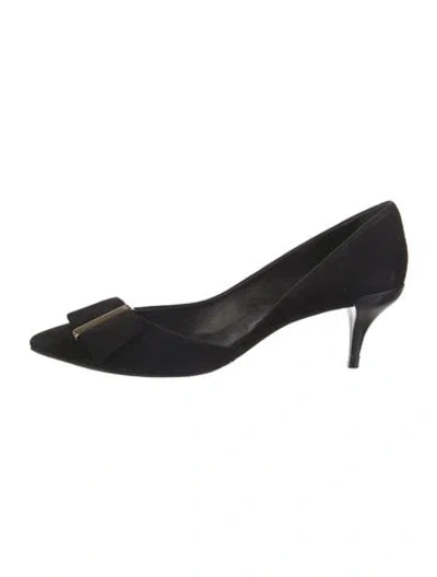Pre-owned Roger Vivier Suede Bow Accents Pumps In Black