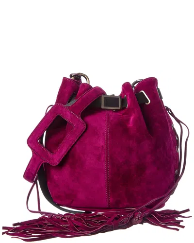 Roger Vivier Suede Bucket Bag In Pink