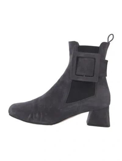 Pre-owned Roger Vivier Suede Chelsea Boots In Black