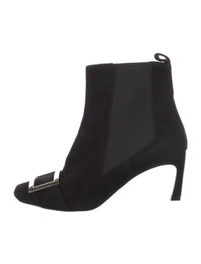 Pre-owned Roger Vivier Suede Chelsea Boots In Black